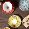 Ceramic cup Bone China coffee cup and saucer set, enamel color high-end exquisite ceramic flower tea cup, small luxury afternoon tea, red tea cup gift box, home gift Specification image
